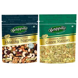 Happilo Premium International Healthy Nutmix 200g + Premium Seedless Raisins 250g (Pack of 2)