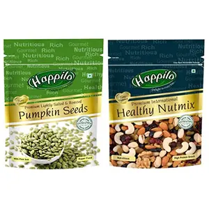 Happilo Premium International Healthy Nutmix 200g + Premium Pumpkin Seeds - Roasted Lightly Salted Pouch 200 g