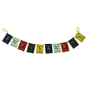 Prayer Flags Wind Outdoor Flags Car Jewelry Decor Accessories Flag Decorations Buddhist Items Om Mani Padme Hum Peace Sign Wall Flag Hanging For Car / Bike 2.5 Ft - Multicolor