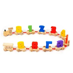 Toolart Wooden Digital Colourful Train with 0 to 9 Number Learning Educational Building Train Set for Kids