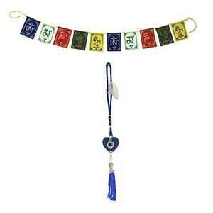 Evil Eye Forever Pendant Amulet for Car Rear View Mirror Decor Ornament Accessories/Good Luck Charm Protection Interior Wall Hanging Showpiece &Buddhist Prayer Flags Car/Bike