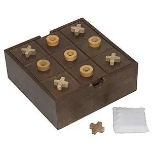 Toolart Tic Tac Toe Board 2 In 1 Wooden Game Set for Kids (8 x 8 x 3 Inch)