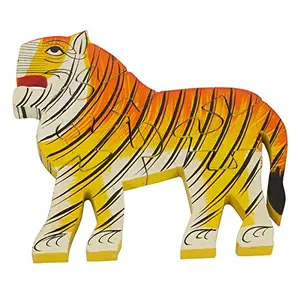 Wooden Creative Educational Jigsaw Puzzles Tiger Shaped - Multicolor
