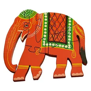 Wooden Multicolor Creative Educational Jigsaw Puzzles Elephant Red Color Shaped