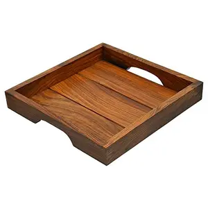 Elegant Wooden Hand Crafted Fruit Serving Tray for Dining Table 10 inch