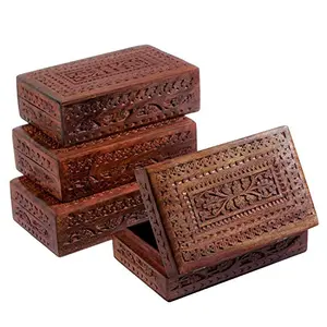 Wooden Jewellery Jewel Boxes Storage Box Organizer Gift Box for Women Necklace Earring Set Bangles Churi Holder Gift for Men (Set of 3 Box) (4 Large)