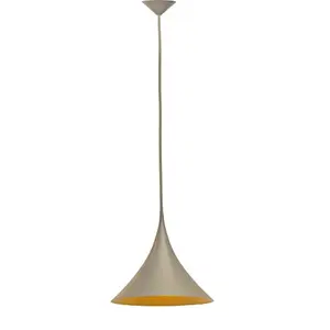 Wide Vortex Grey & Gold Pendant Hanging Ceiling Industrial Light E - 14 Bulb Holder Without Bulb 32 x 32 x 32 cm