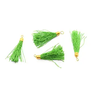 Silk Thread Tassel (5 cm Bright Green) for Embellishing Handbags Apparels Earring Making Art and Craft (Pack of 50 Pieces)