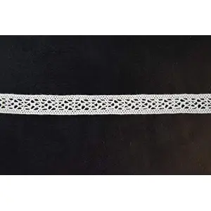 Off White Cotton Lace (0.5 Inches) (10 Metres) (Design 14)- Used for Trims Borders Embroidered Laces Applique Fabric lace Sewing Supplies Cotton Work lace.