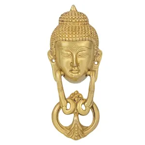 Handcrafted Antique Inspired Brass Door Knocker Lord Buddha Head Wall Decorative
