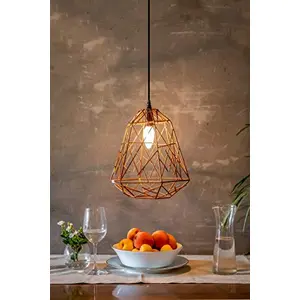Retro Copper Cage Ceiling Pendant Hanging Light E - 14 Bulb Holder Without Bulb 23 x 23 x 27 cm