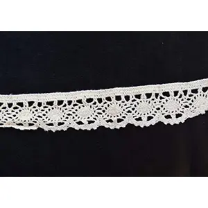 Off White Cotton Lace (1 Inches) (10 Metres) (Design 3)- Used for Trims Borders Embroidered Laces Applique Fabric lace Sewing Supplies Cotton Work lace.