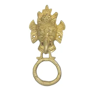 Handcrafted Antique Inspired Brass Door Knocker Lord Ganesha Head Wall Decorative