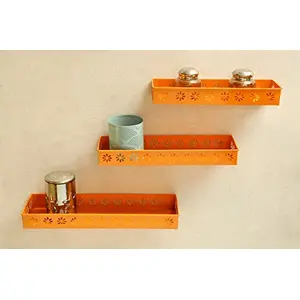 Orange Metal Wall Shelf (Set of Three) 46 x 13 x 5 cm