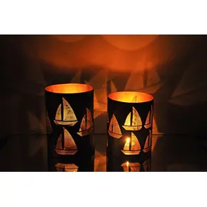 Sailboat Tea Light Holders (Set of Two)