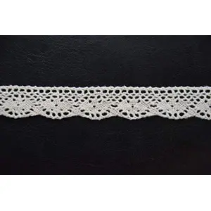 Off White Cotton Lace (0.5 Inches) (10 Metres) (Design 38)- Used for Trims Borders Embroidered Laces Applique Fabric lace Sewing Supplies Cotton Work lace.