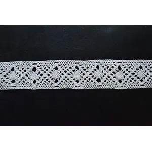 White Cotton Lace (1 Inches) (10 Metres) (Design 34)- Used for Trims Borders Embroidered Laces Applique Fabric lace Sewing Supplies Cotton Work lace.