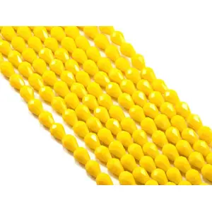 Yellow Opaque Drop/Briolette Crystal Bead (6 mm * 8 mm) (1 String) for  Jewellery Making Beading Embroidery Art and Craft