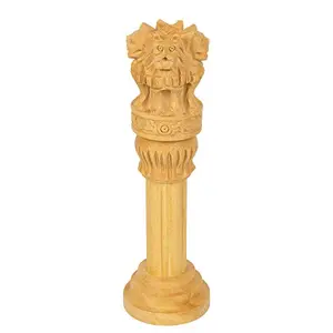 Sarnath Ashoka Pillar Wooden Handicraft Administration Showpiece Gift Height 6 inch