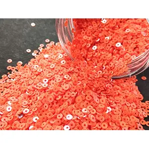 Pastel Orange Center Hole Circular Sequins (4 mm) (Pack of 100 Grams) for Embroidery Art and Craft