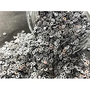 Gray Center Hole Circular Sequins (4 mm) (Pack of 100 Grams) for Embroidery Art and Craft