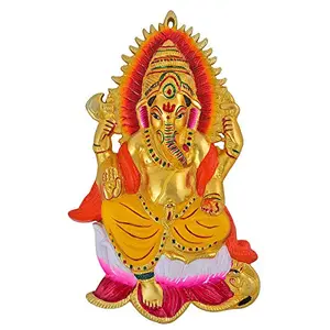 Decorative Lord Ganesh Ji Big Aluminium Wall Hanging Showpiece Figurine for Home Decor/Gift Loved Once (Dimension: Length - 10 Width - 2 Height - 16 Inch) for Home/Office Decoration