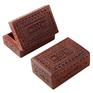 Combo of 2 Wooden Jewellery Jewel Boxes Storage Box Organizer Gift Box for Women Necklace Earring Set Bangles Churi Holder Gift for Men Dimensions: 6 x 4 x 2.5 Inch Weight - 800 GM