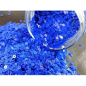 Royal Blue Center Hole Circular Sequins (4 mm) (Pack of 100 Grams) for Embroidery Art and Craft