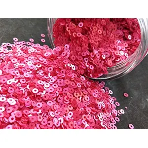 Rouge Red Center Hole Circular Sequins (4 mm) (Pack of 100 Grams) for Embroidery Art and Craft