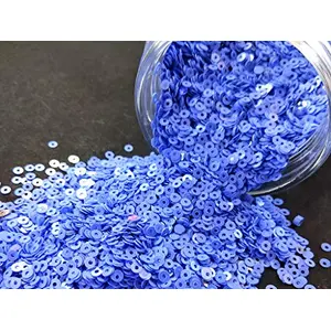 Cornflower Blue Center Hole Circular Sequins (4 mm) (Pack of 100 Grams) for Embroidery Art and Craft