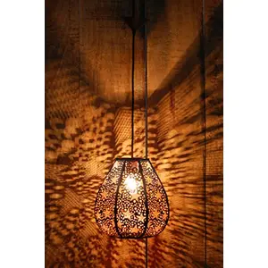 Contemporary Egyptian Metal Hanging Pendant Ceiling Light E - 14 Bulb Holder Without Bulb 28 x 28 x 29 cm