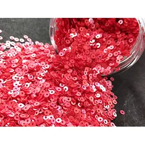 Raspberry Red Center Hole Circular Sequins (3 mm) (Pack of 100 Grams) for Embroidery Art and Craft