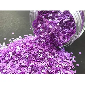 Purple Center Hole Circular Sequins (3 mm) (Pack of 100 Grams) for Embroidery Art and Craft