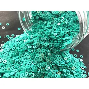 Turquoise Center Hole Circular Sequins (4 mm) (Pack of 100 Grams) for Embroidery Art and Craft