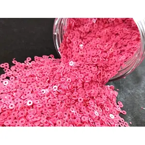 Watermelon Pink Center Hole Circular Sequins (4 mm) (Pack of 100 Grams) for Embroidery Art and Craft