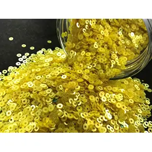 Yellow Center Hole Circular Sequins (4 mm) (Pack of 100 Grams) for Embroidery Art and Craft