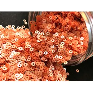 Orange Center Hole Circular Sequins (4 mm) (Pack of 100 Grams) for Embroidery Art and Craft