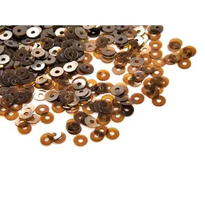 Brown Circular Center Hole Sequins (4 mm) (Pack of 100 Grams) for Embroidery Art and Craft