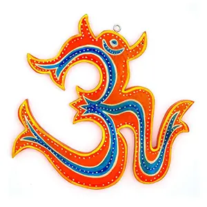 Om Symbol Hand Made Wooden Wall Hanging | Wall Decor for Positive Energy for Home and Office (L:- 8 x W:- 0.5 x H:- 8 Inch Color May Vary)