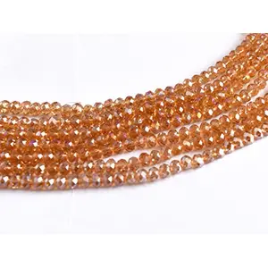 Champagne Golden Rainbow Tyre/Rondelle Faceted Crystal Beads (8 mm) (5 Strings) for  Jewellery Making Beading Embroidery Art and Craft