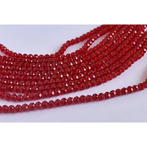 Maroon Transparent Tyre/Rondelle Shaped Crystal Beads (2 mm) 1 Line for  Jewellery Making Beading Arts and Crafts and Embroidery.