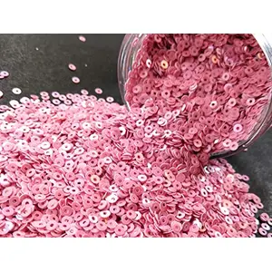 Flamingo Pink Center Hole Circular Sequins (3 mm) (Pack of 100 Grams) for Embroidery Art and Craft
