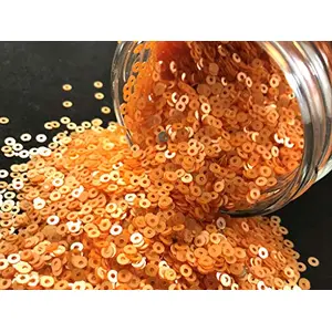 Transparent Orange Center Hole Circular Sequins (3 mm) (Pack of 100 Grams) for Embroidery Art and Craft
