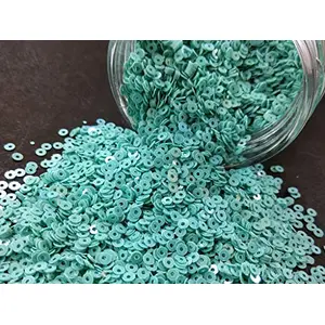 Sea Green Center Hole Circular Sequins (4 mm) (Pack of 100 Grams) for Embroidery Art and Craft