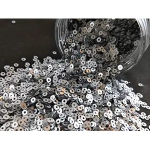 Cloud Gray Center Hole Circular Sequins (4 mm) (Pack of 100 Grams) for Embroidery Art and Craft
