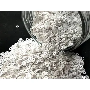 White Center Hole Circular Sequins (4 mm) (Pack of 100 Grams) for Embroidery Art and Craft