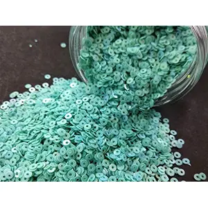 Tiffany Blue Center Hole Circular Sequins (3 mm) (Pack of 100 Grams) for Embroidery Art and Craft