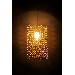 Gold Ring Cylindrical Hanging Pendant Light E - 14 Bulb Holder Without Bulb 18 x 18 x 30 cm