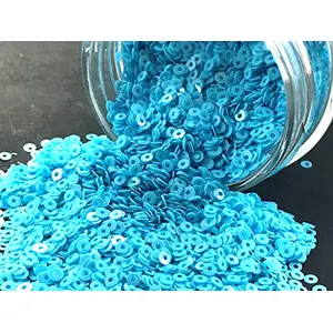 Sky Blue Center Hole Circular Sequins (4 mm) (Pack of 100 Grams) for Embroidery Art and Craft