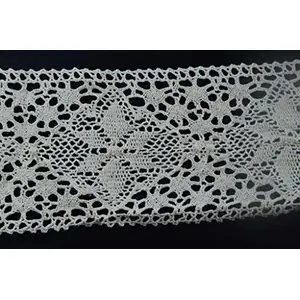 Off White Cotton Lace (3.5 Inches) (10 Metres) (Design 2)- Used for Trims Borders Embroidered Laces Applique Fabric lace Sewing Supplies Cotton Work lace.